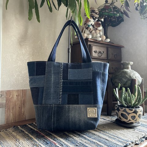 m440  デニムtote bag(パッチワーク)