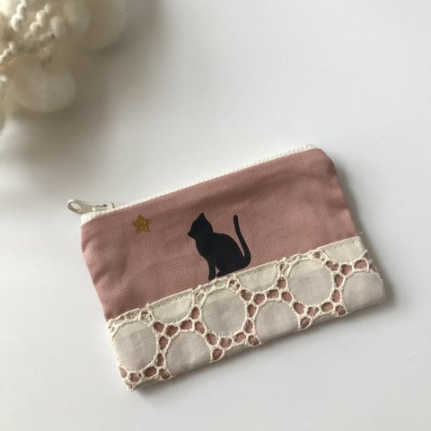 sale♡猫のシルエットリップケース☆ミニポーチ ☆カードケース