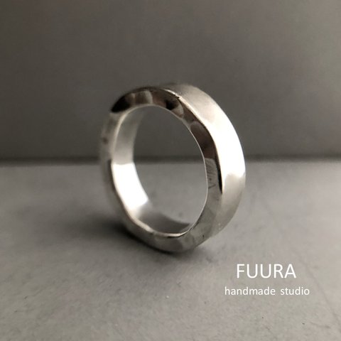 fog ring silver 6mm /シルバー/リング/指輪/シンプル/槌目/マット/艶消し/刻印