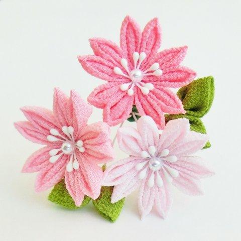 つまみ細工髪飾り《ふたひら桜》