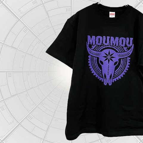 「MOUMOU」バッファロー スカル 牛 丑 半袖Ｔシャツ 黒／紫