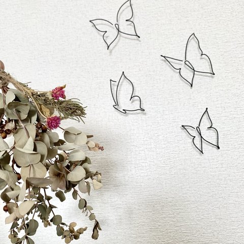 ワイヤーアート 蝶々 スワッグ飾り 壁面飾り