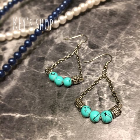 【E】turquoise x silver ☆*:.｡.ピアス