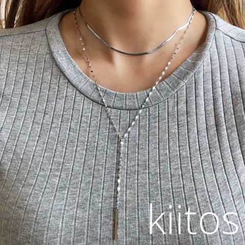 316L サージカルステンレス　ロング　ペタルチェーン　ネックレス　▷316L stainless long petal chain kiitos アレルギー対応　ステンレス