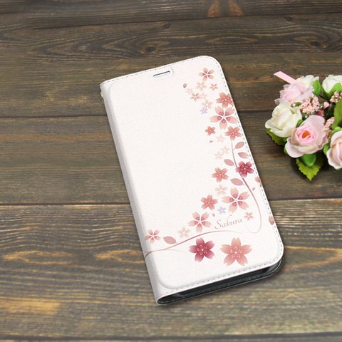 帯なし iPhone 手帳型スマホケース （カメラ穴あり/はめ込みタイプ）【夢桜】iPhone各種（名入れ可）