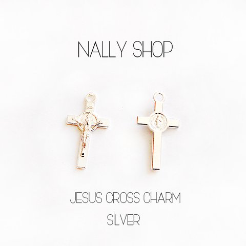 【10個】在庫限り！Jesus Cross Charm Silver【MS0120】