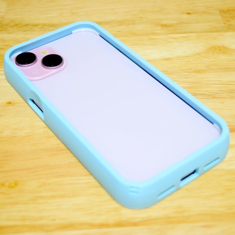 【匿名配送】 Iphone15 スマホケース 明るい 水色 パステル 丸い かわいい 優しい 持ちやすい