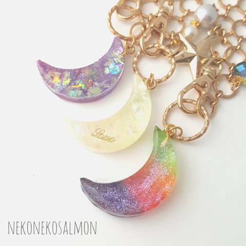 hologram jewel moon✩bag charm