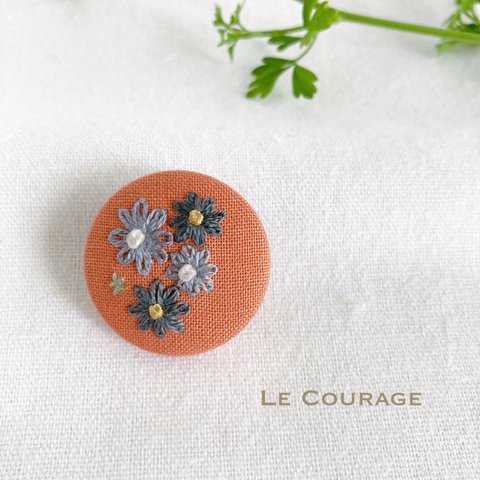 【mini】ノースポールの刺繍ブローチ⑤