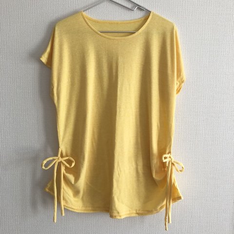 1点もの♡サイドリボンフレンチスリーブTシャツ♡カットソー♡半袖Tシャツ♡トップス♡フリーサイズ