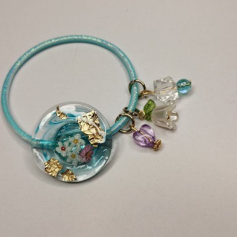 レジン 金箔 花 ヘアゴム