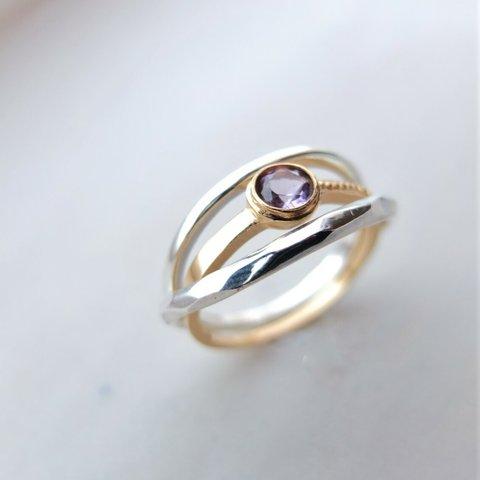 K10yg＆Silver Mix stack ring ~アメジスト~ 