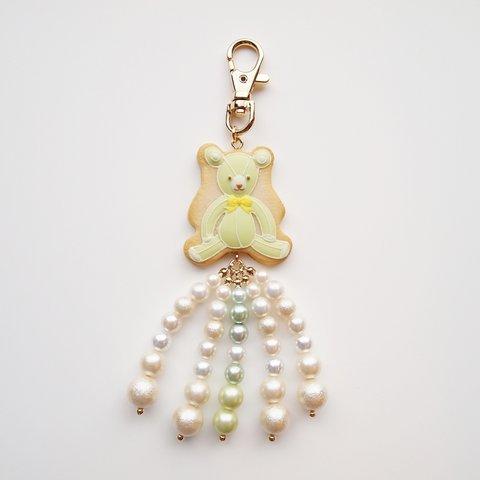 テディベア/グリーン　Icing cookie Bag Charm