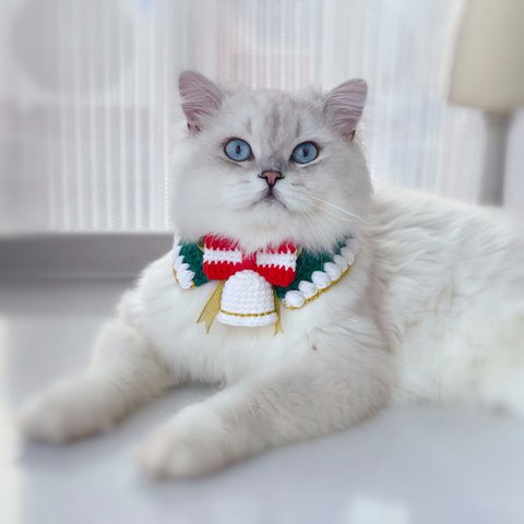 EMY's Gallery 猫襟 ワンちゃん襟 首輪 カギ編み 犬襟 つけ襟 ネックレス スタイ　クリスマス