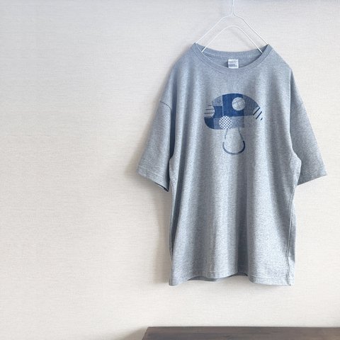 きのこ　パターンTシャツ（グレー）