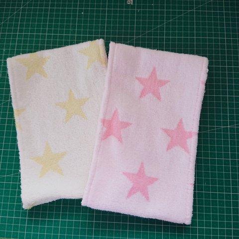 黄色、ピンクの星雑巾2枚