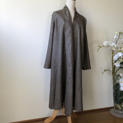 (10%off)龍郷大島のフレアーのコートドレス／着物リメイク・一点物・和服・和服リメイク