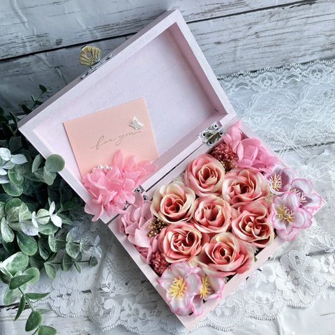 sp01 桜と薔薇のボックスフラワー