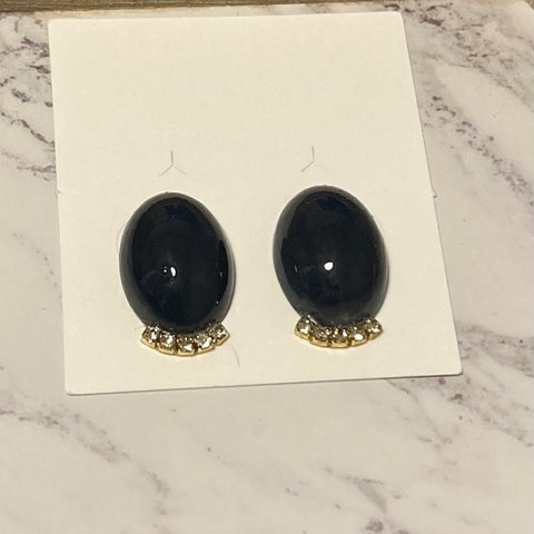 ˗ˏˋ再販ˎˊ˗ ダークネイビーෆ　　ピアス　イヤリング　レジンアクセサリー