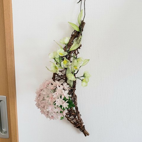 紫陽花　バイカウツギ　壁掛け　インテリア　アメリカンフラワー　ディップフラワー