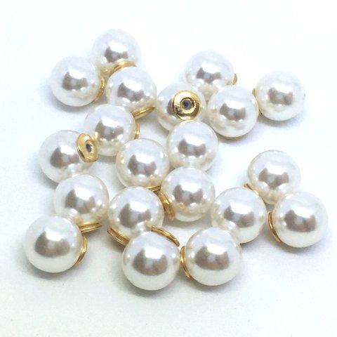 パールピアスキャッチ(20個)ホワイト 8mm ゴールドベース基礎金具 111KI831