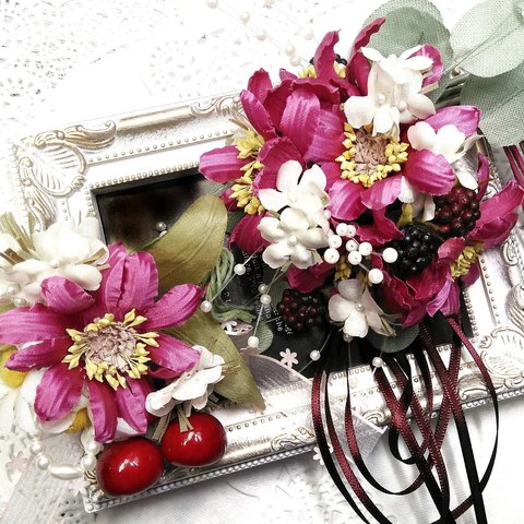 【送料無料】ピンクのマーガレットの親子コサージュ　卒業式　入学式　結婚式　アートフラワー　布花　染花　造花