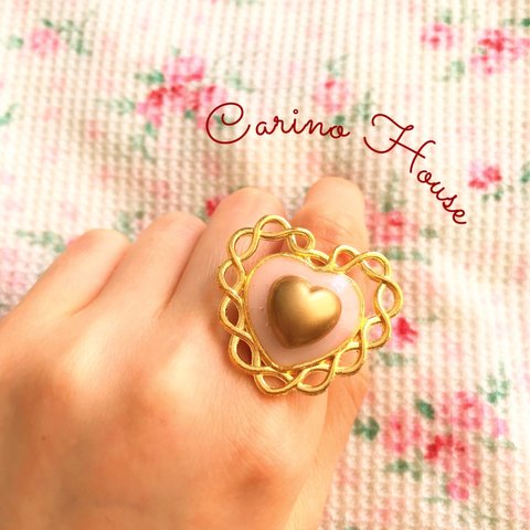 【SALE!!】 gold big heart ring