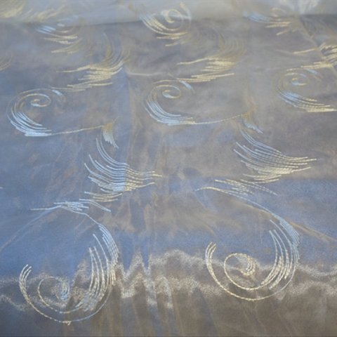 【生地】渦巻き模様 金糸刺繍レース布地カーテン 幅250cm×丈280cm 白 輸入生地