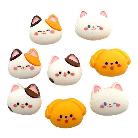 デコパーツ 猫 可愛い 4色各2個計8個セット ハンドメイド 手芸材料 キッズ アクリル pt-2105