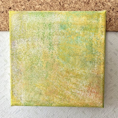 ミモザの抽象画　現代アート　水彩画　絵画