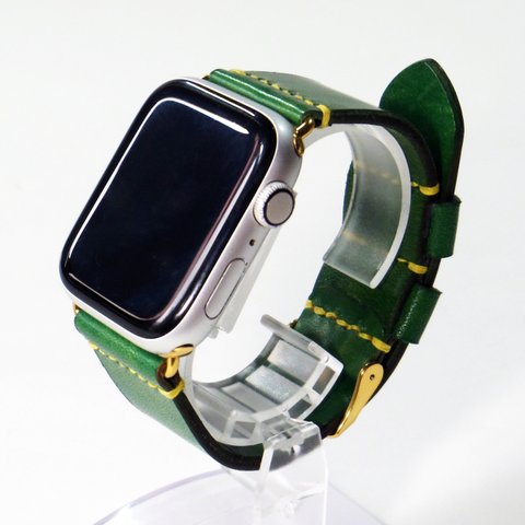 Apple Watch 腕時計ベルト 腕時計バンド 牛革レザー 全ケースサイズ制作 リーフグリーン ぼかし染め