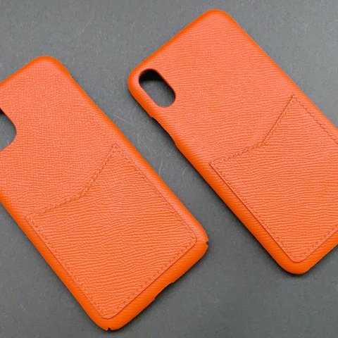 高級革使用のアイホンケース（ Iphone 11 pro max, Iphone XS max) オレンジ
