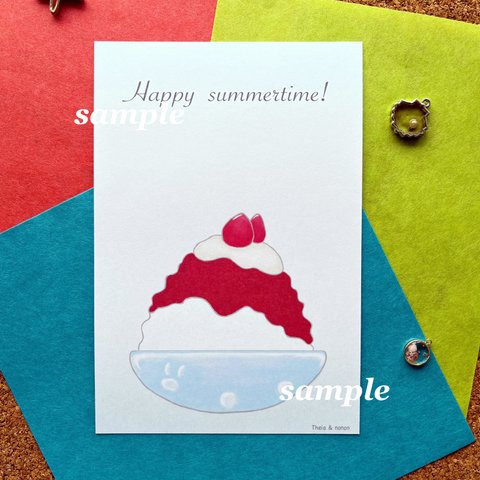 ポストカード　かきごおりいちご味　Happy Summertime!