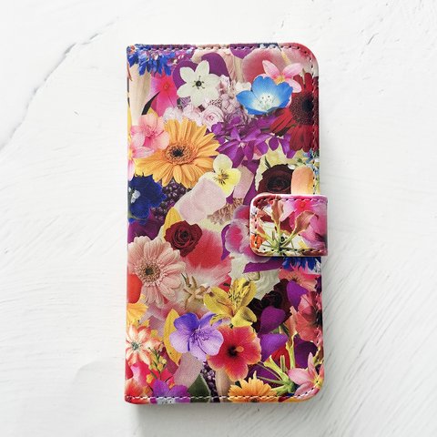 COLORFUL FLOWER 手帳型 iPhoneケース スマホケース 全機種対応 花