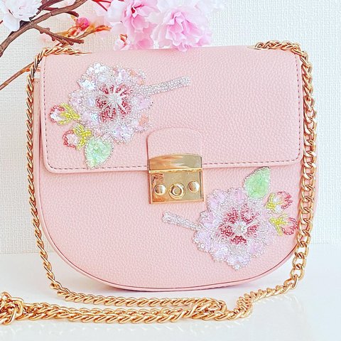 桜はんなり春の陽をまとうオートクチュール刺繍sakura bag