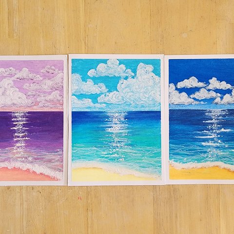 パステル画　海の絵