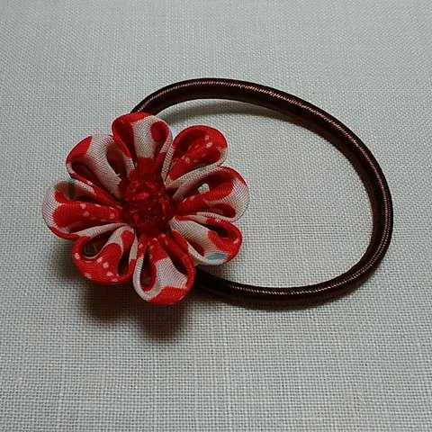 正絹で作る小花の髪ゴム