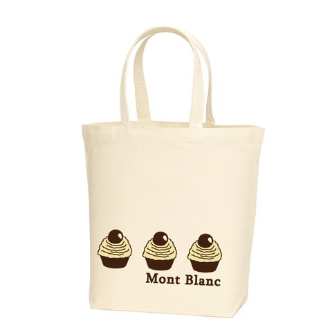 【送料無料】モンブランMサイズトートバッグ　全2色　綿100％ ケーキトートバッグ　おもしろトート