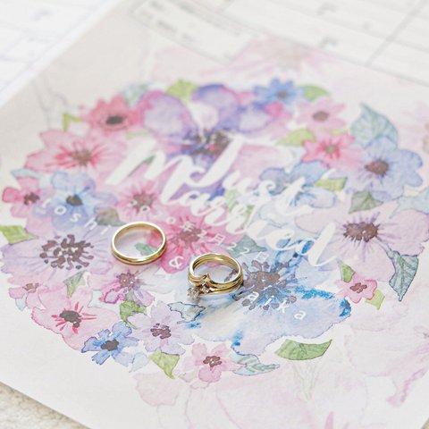 婚姻届・水彩画のケシの花柄（保存用はオプションより選択できます♪）