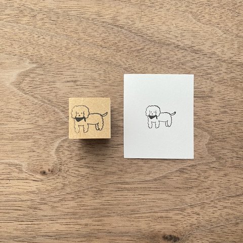 【もふもふ犬】イラストはんこ　2cm角　ラバースタンプ