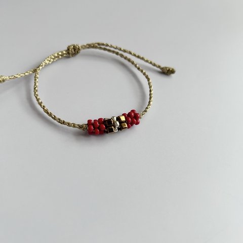 cylinder bracelet ゴールド×レッド