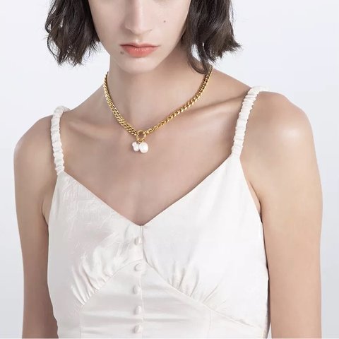 Triple freshwater pearl chain necklace