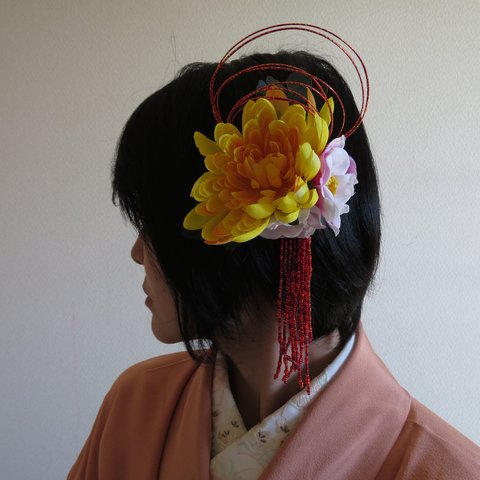 菊と椿のアクセサリー/2way仕様