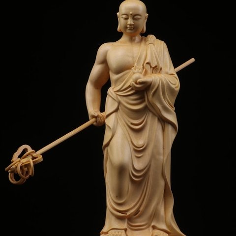 地蔵王菩薩立像  極上品  仏教美術品  木彫仏像  災難除去   風水開運 
