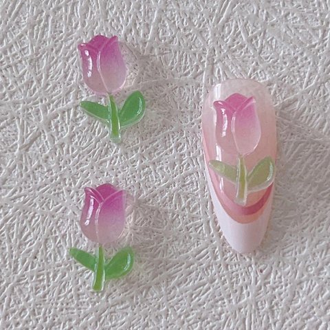 【濃いピンク】P785(10個)ネイルパーツ チューリップ お花 ポップ 春夏