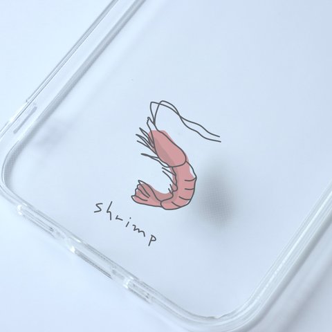 えび　shrimp/mplant　スマホケース　iPhoneケース　クリアケース　ソフトケース　シンプル
