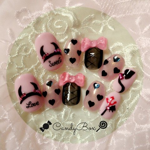 sweet devil Halloween*⑧種類のチップ取り揃え→変更無料♡ジェルネイルチップ