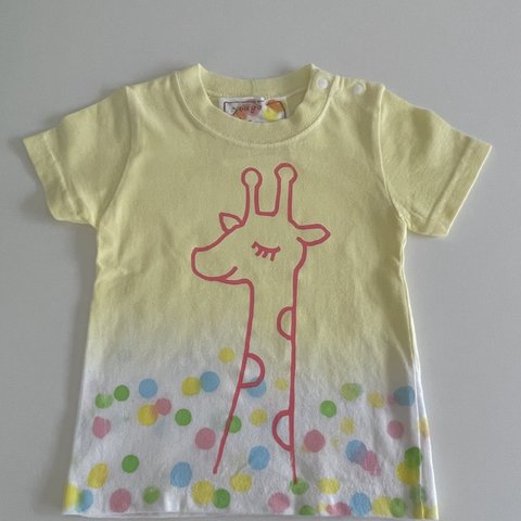 受注制作kidsTシャツ「きりん　染めドット」80cm~140対応