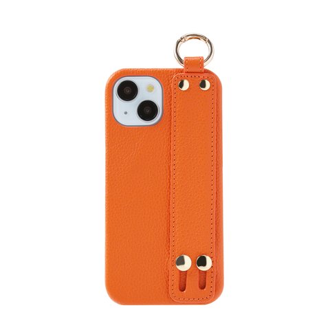☆あなたのiPhone15を格上げする本牛革製のカバー☆高級 iPhone15 本牛革 カバー ケース ベルト ストラップ オレンジ 個性的 シンプル