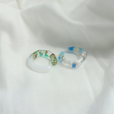 【川から海を守る】earcuff clear×blue